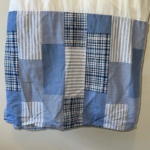 Cotton Queen Box Pleat Bedskirt Blue Plaid Patchwork 15” Drop